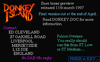 Donkey Island atari screenshot